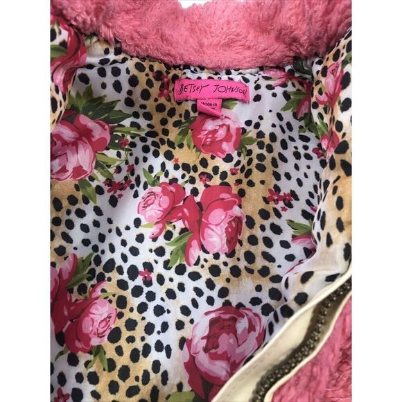 Betsey Johnson Faux Fur Faux Leather Bomber Jacket - Pink/tan, Sz 18mo - Picture 16 of 16